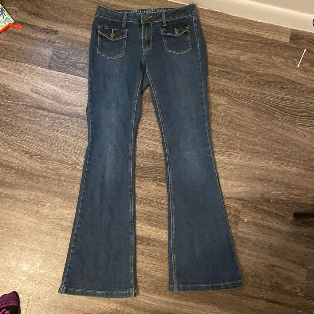 High-rise dark blue jeans